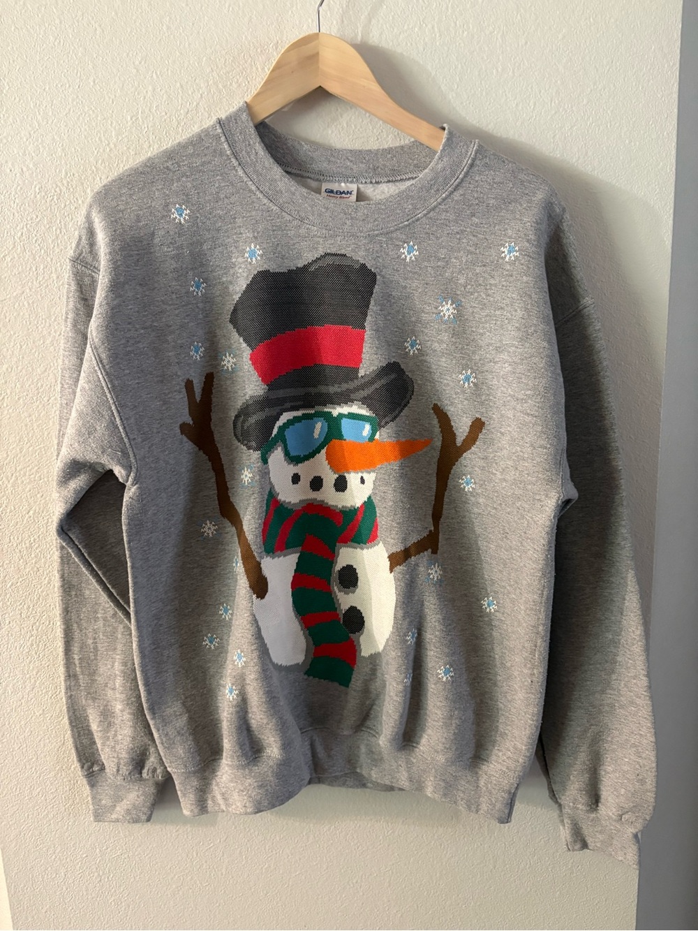 90s Butter Mom Snowman Sweater Retro Grey Medium